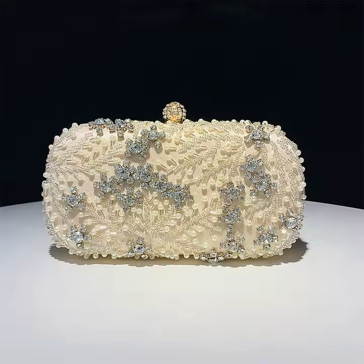 Hand-Embellished Floral Clutch