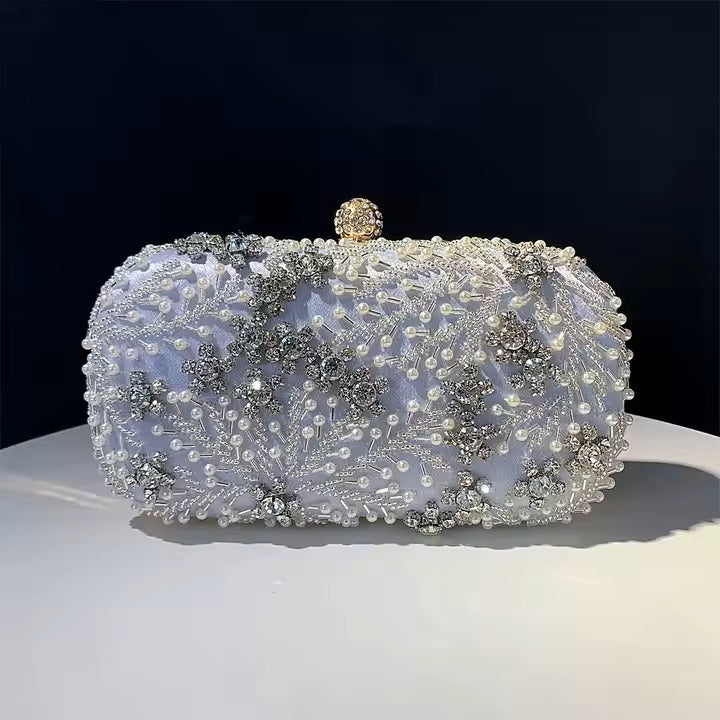 Hand-Embellished Floral Clutch